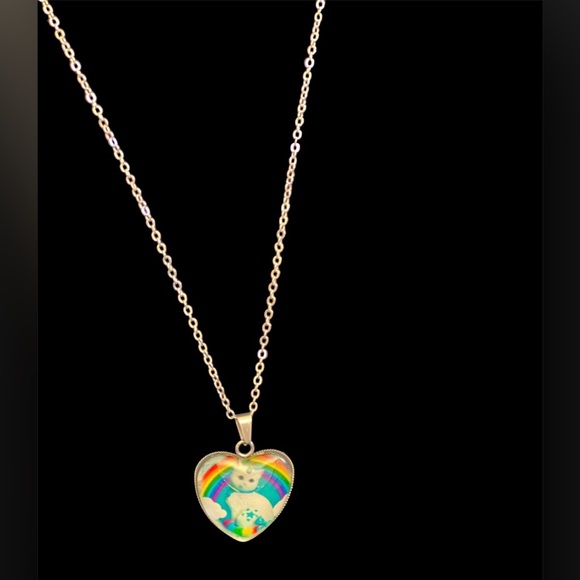 TT-Unicorn Cat and Rainbow Heart Necklace - Picture 7 of 10